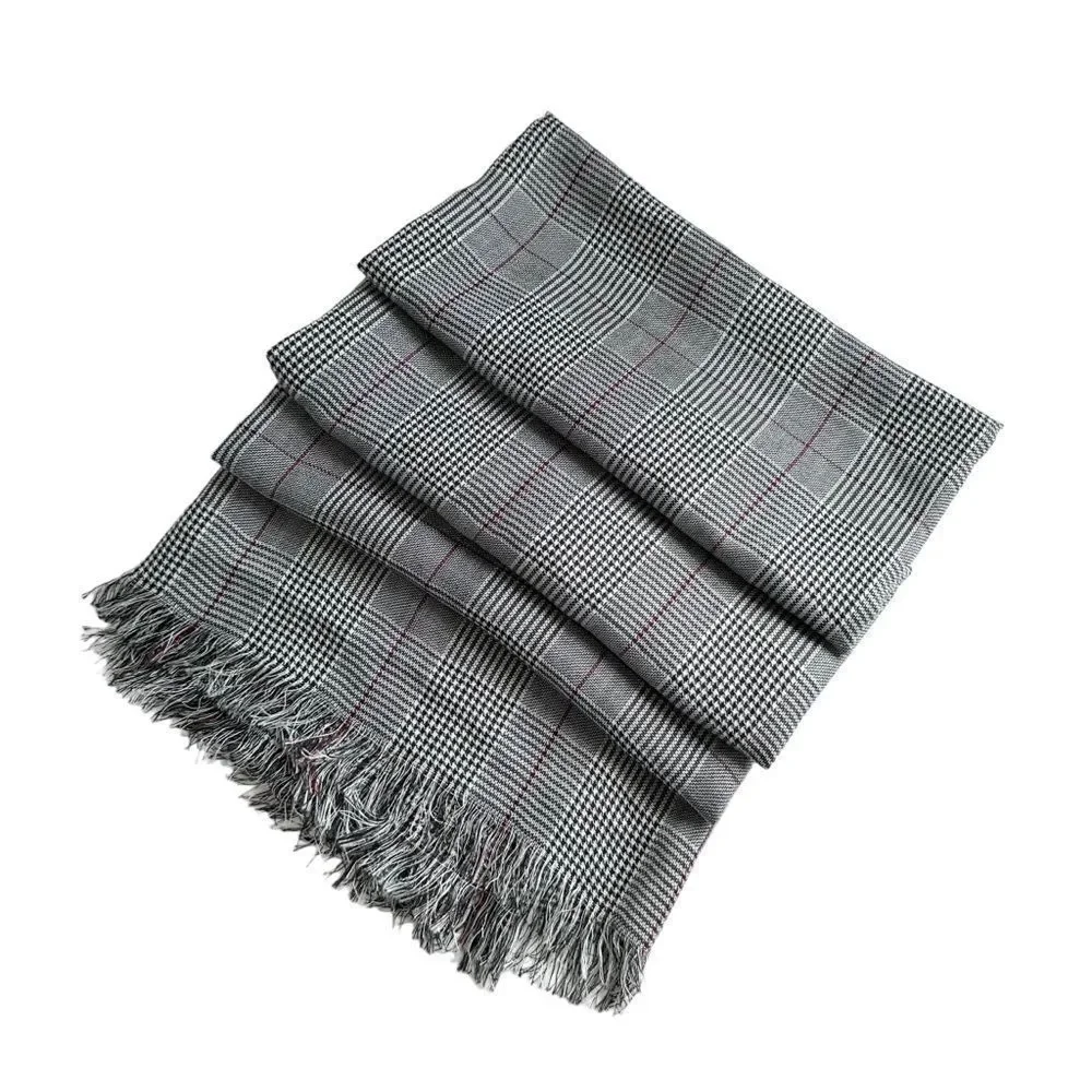 🔃H&M Men's Gray Plaid Patterned Scarf